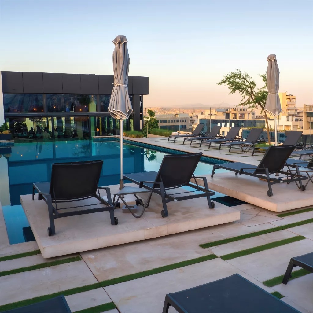 Athens, Greece - Grand Hyatt roof top pool with views of Athens